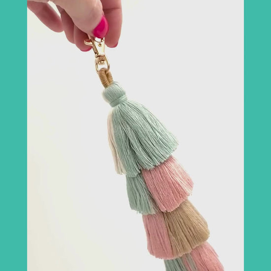 Green Pink purple red blue green multi color multi layer tassel zipper tag purse decoration for mah jongg tile bags Tassle- Key Chain or Mahjong Tile Carrying Bag Accessory