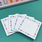 Mahjong Sticky Note Pad, Set of 4. Mahjongg Crack Bam Dot graphic design in pink green and blue- gift for games, tournaments or any time.