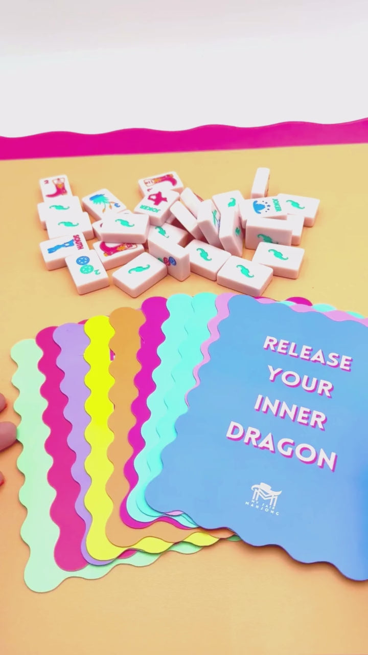 MAHJONG SHUFFLE CARD | Scalloped Edges & Bright Colors | Sized to
